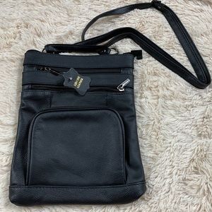 Genuine Leather Cross Body Purse Tote NWOT Maze